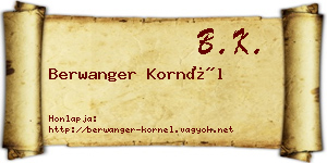 Berwanger Kornél névjegykártya